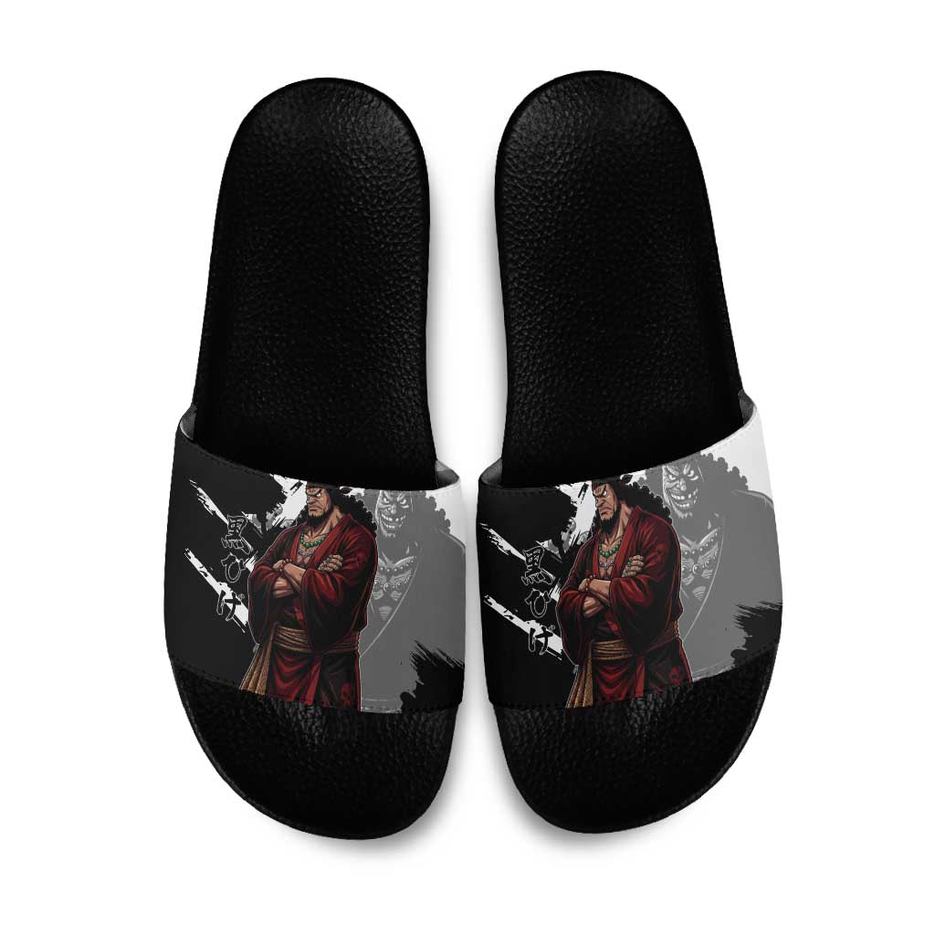 One Piece Blackbeard Slide Sandals Dark Emperor Ink Splash Graphic