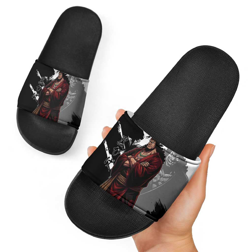 One Piece Blackbeard Slide Sandals Dark Emperor Ink Splash Graphic