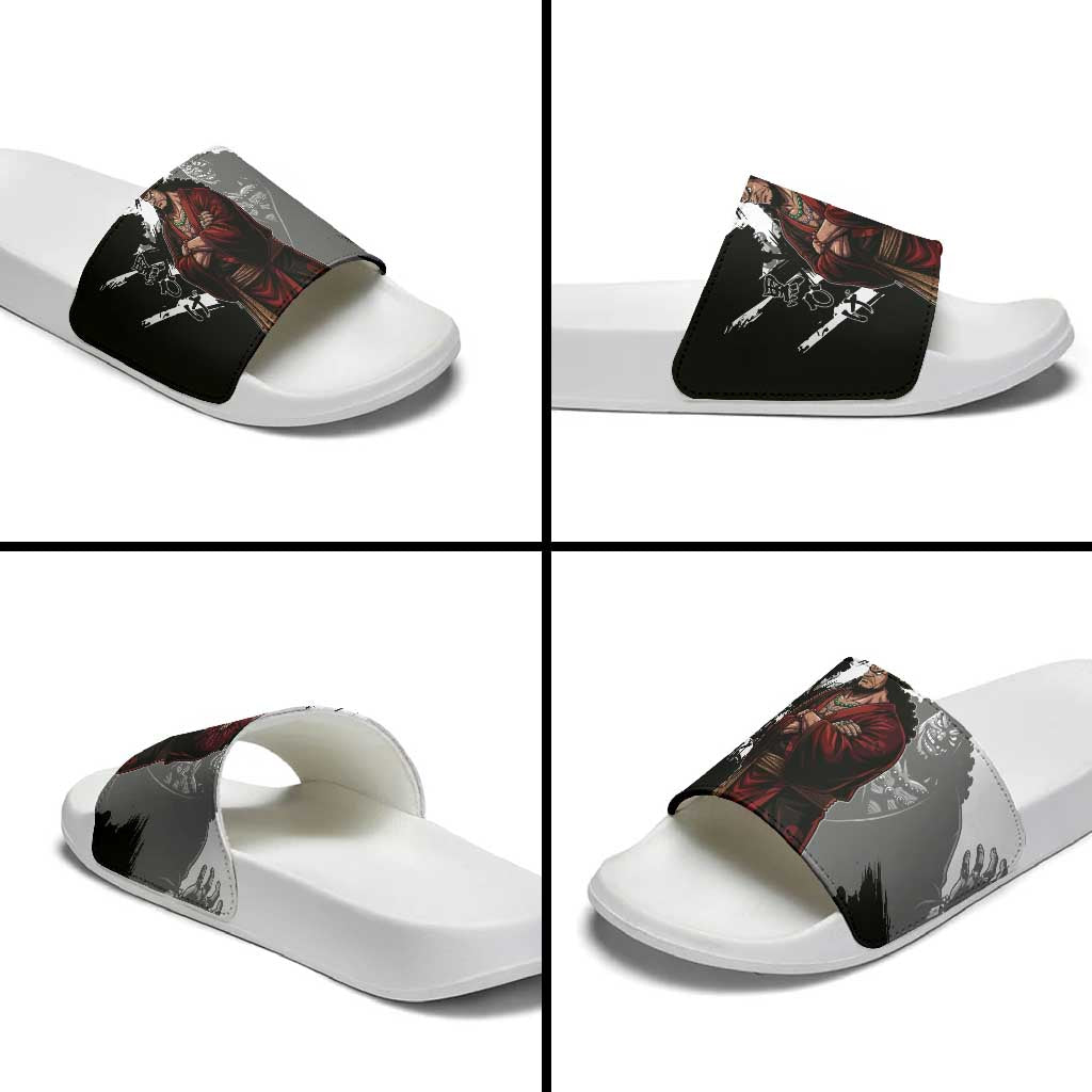 One Piece Blackbeard Slide Sandals Dark Emperor Ink Splash Graphic