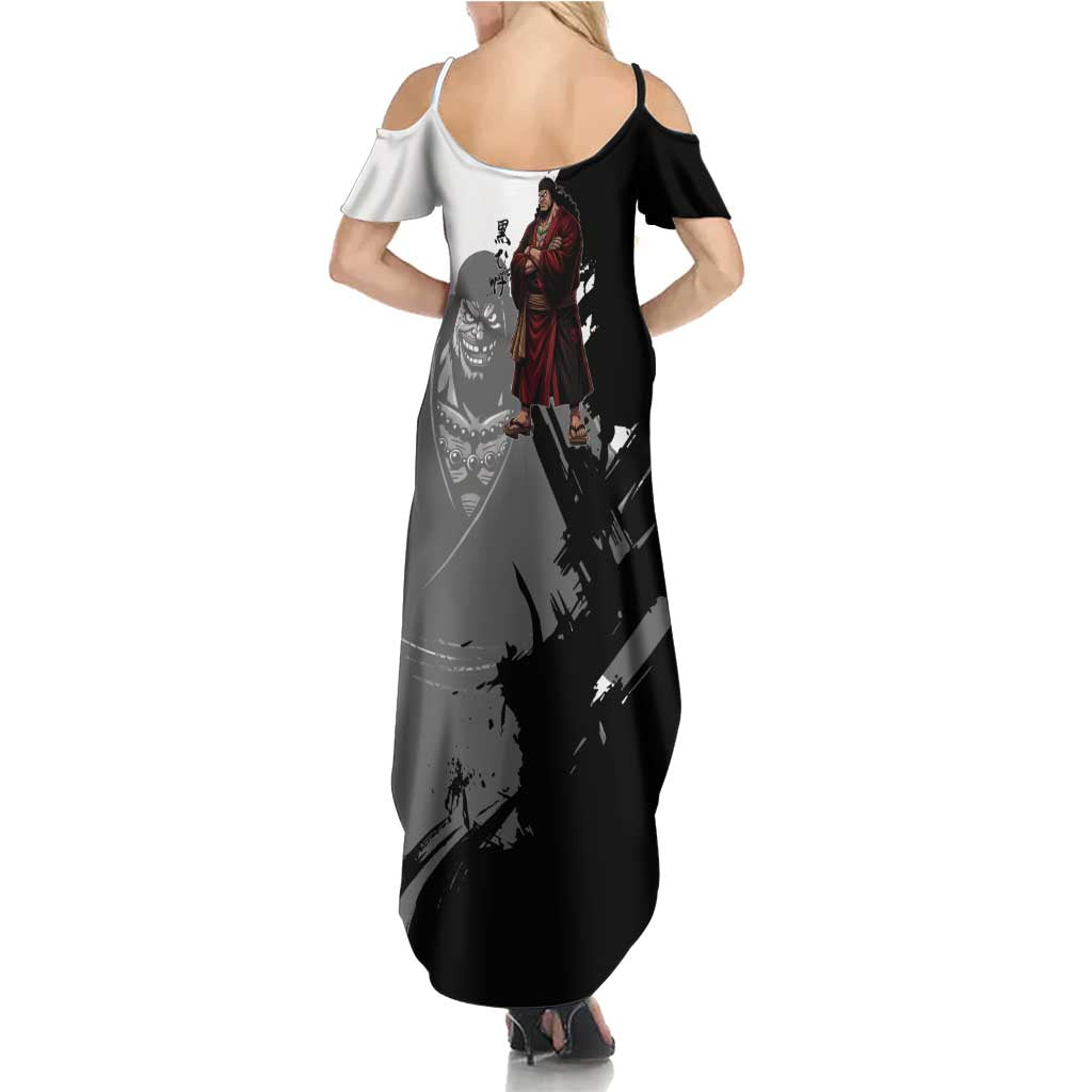 One Piece Blackbeard Summer Maxi Dress Dark Emperor Ink Splash Graphic