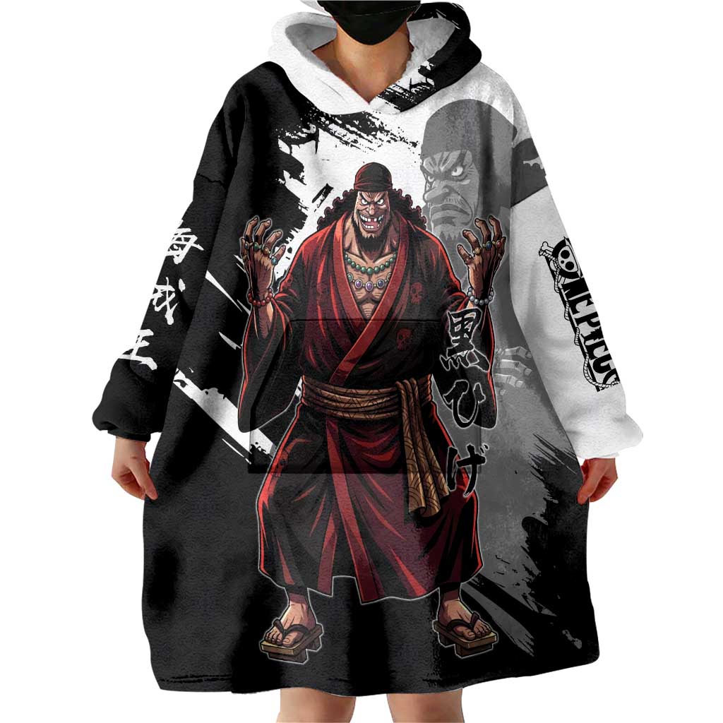 One Piece Blackbeard Wearable Blanket Hoodie Dark Emperor Ink Splash Graphic