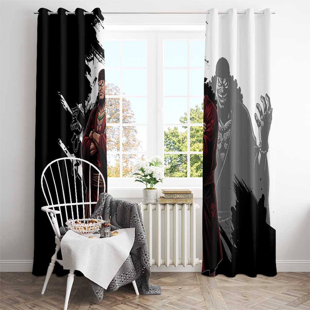 One Piece Blackbeard Window Curtain Dark Emperor Ink Splash Graphic