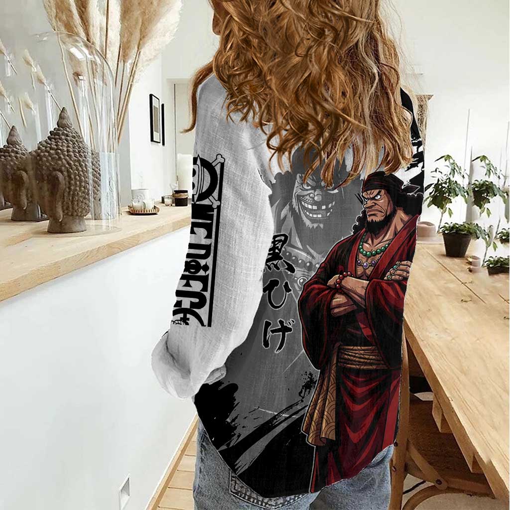 One Piece Blackbeard Women Casual Shirt Dark Emperor Ink Splash Graphic