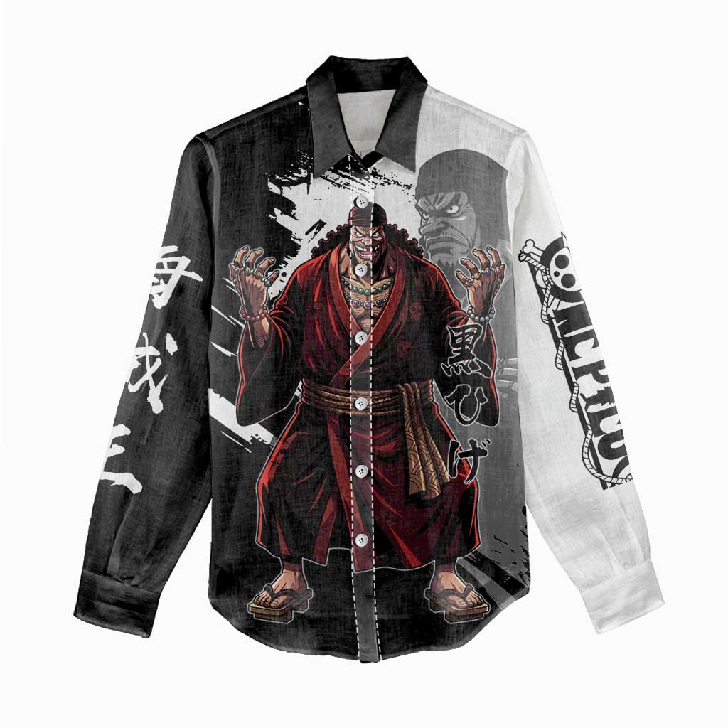 One Piece Blackbeard Women Casual Shirt Dark Emperor Ink Splash Graphic