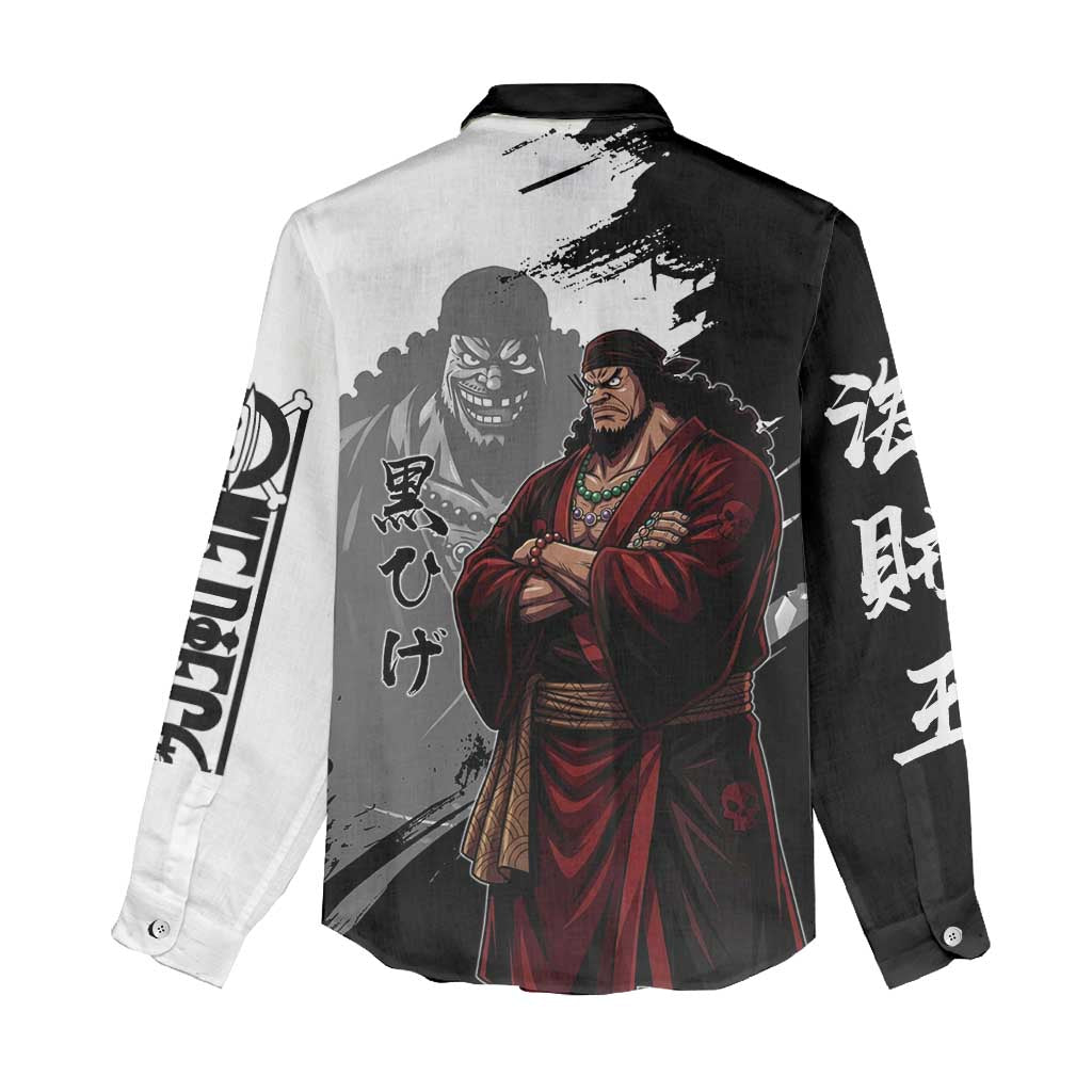 One Piece Blackbeard Women Casual Shirt Dark Emperor Ink Splash Graphic