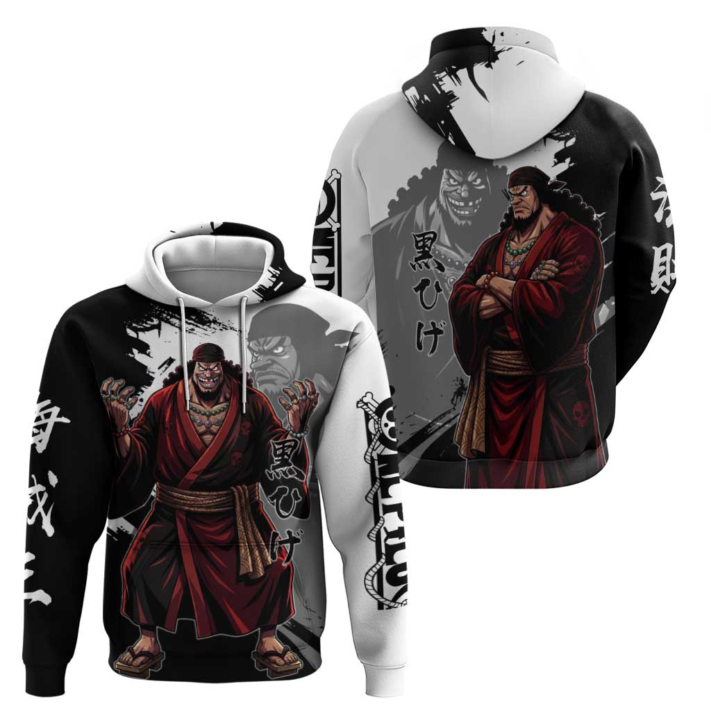 One Piece Blackbeard Zip Hoodie Dark Emperor Ink Splash Graphic