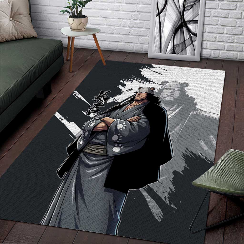 Bartholomew Kuma One Piece Area Rug Revolutionary Ink Wash Anime