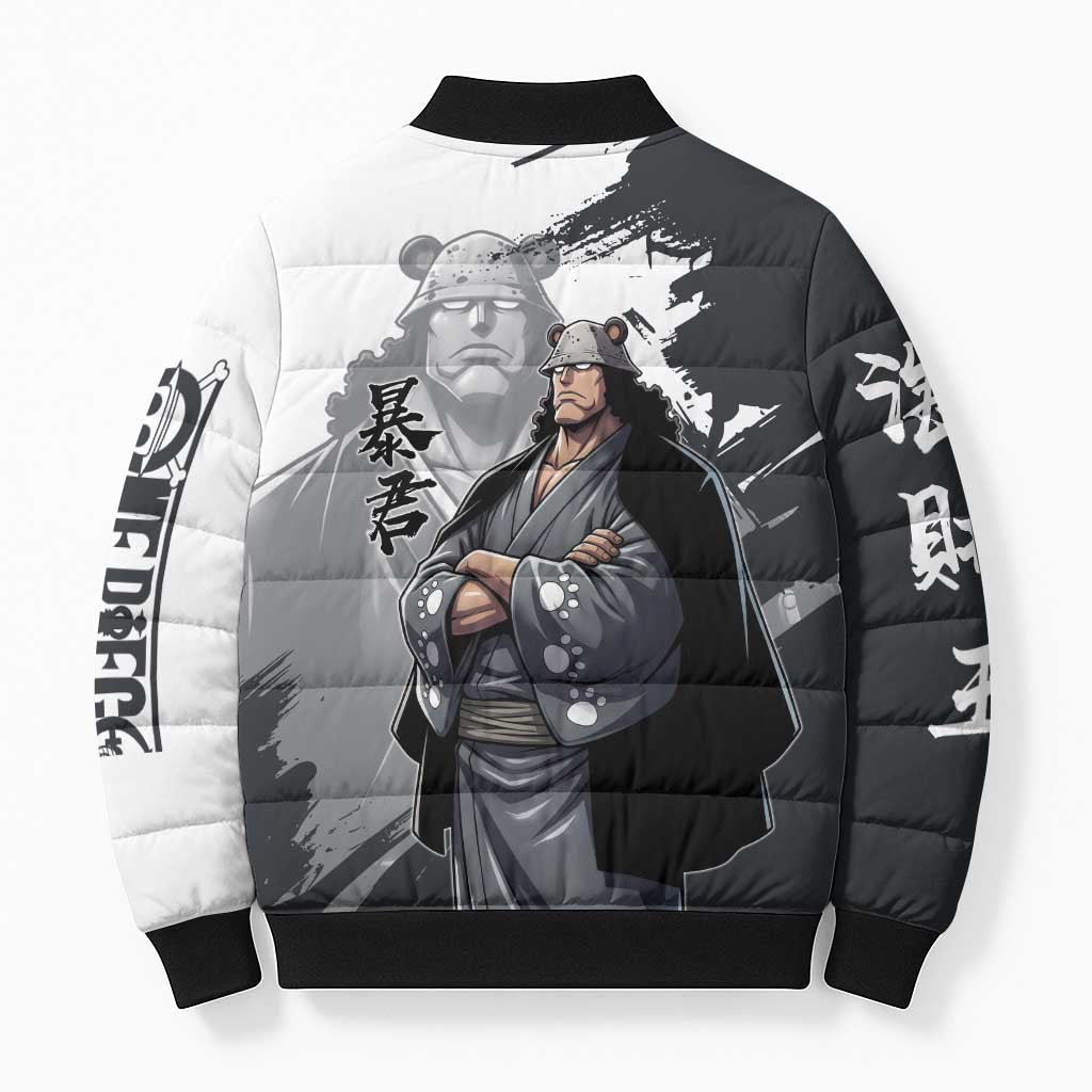 Bartholomew Kuma One Piece Bomber Puffer Jacket Revolutionary Ink Wash Anime