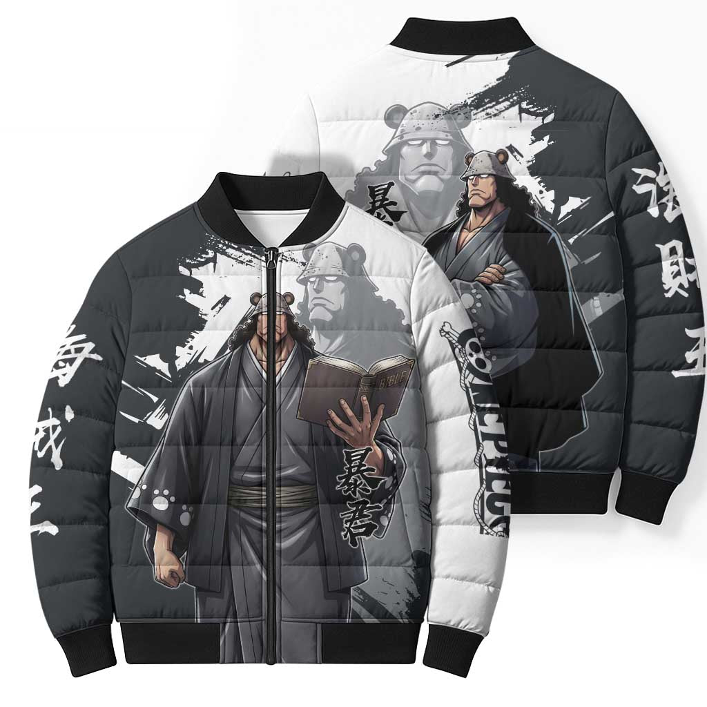 Bartholomew Kuma One Piece Bomber Puffer Jacket Revolutionary Ink Wash Anime