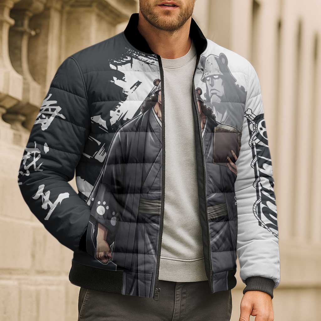 Bartholomew Kuma One Piece Bomber Puffer Jacket Revolutionary Ink Wash Anime