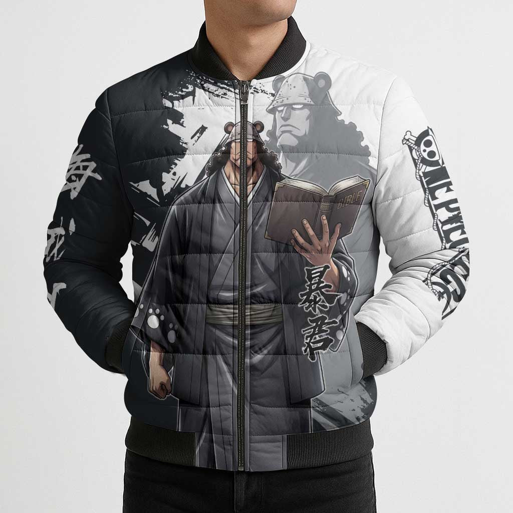 Bartholomew Kuma One Piece Bomber Puffer Jacket Revolutionary Ink Wash Anime