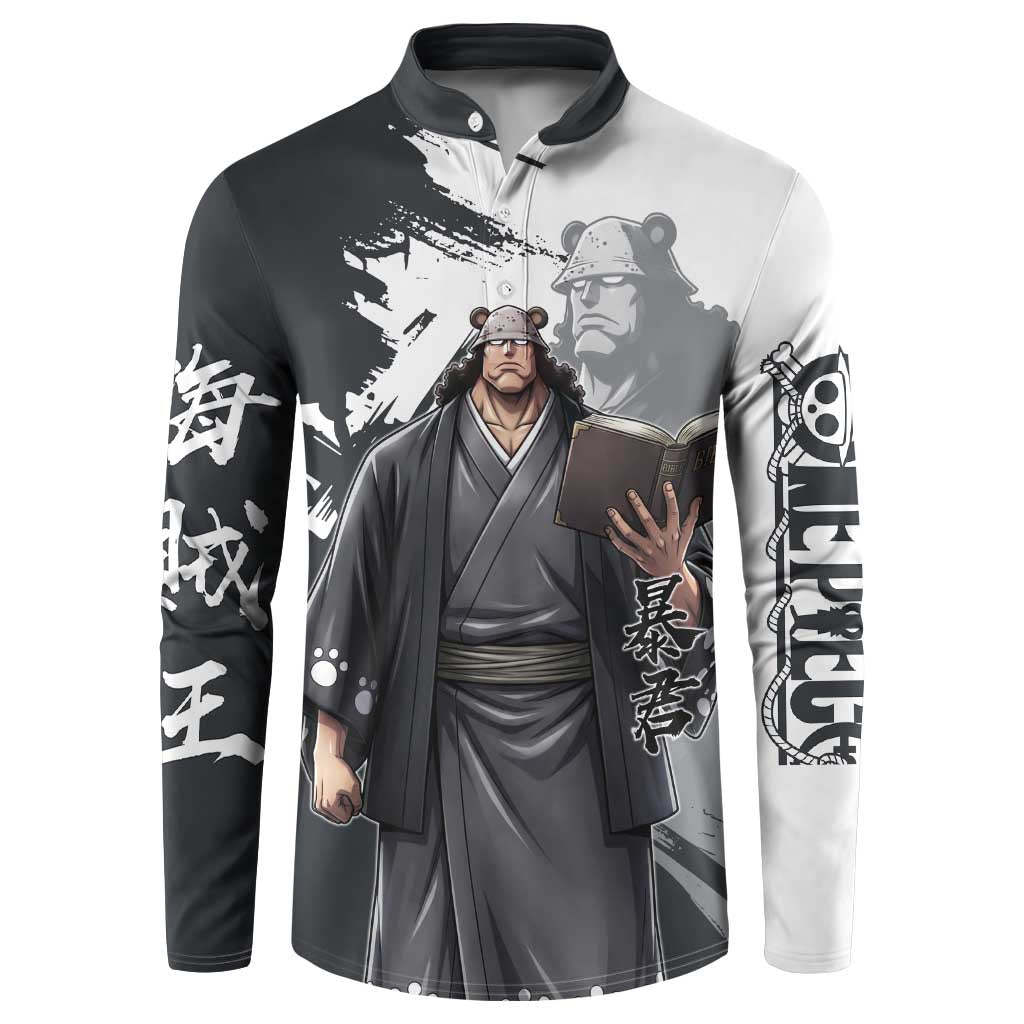 Bartholomew Kuma One Piece Button Sweatshirt Revolutionary Ink Wash Anime