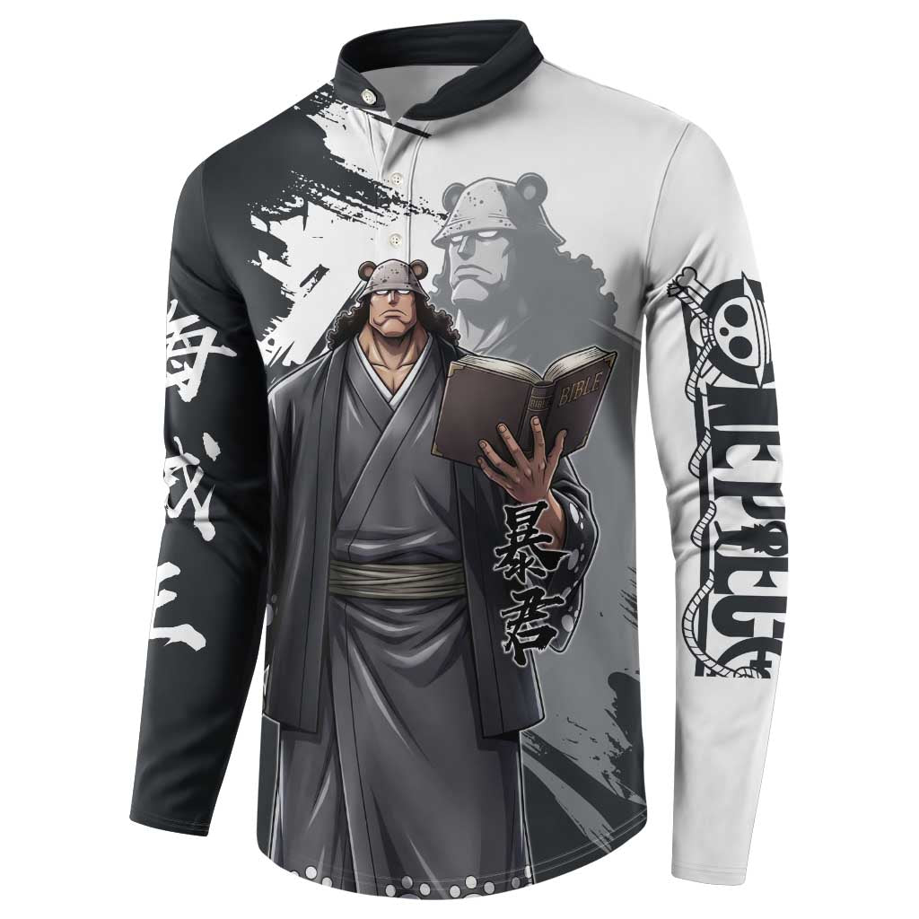 Bartholomew Kuma One Piece Button Sweatshirt Revolutionary Ink Wash Anime