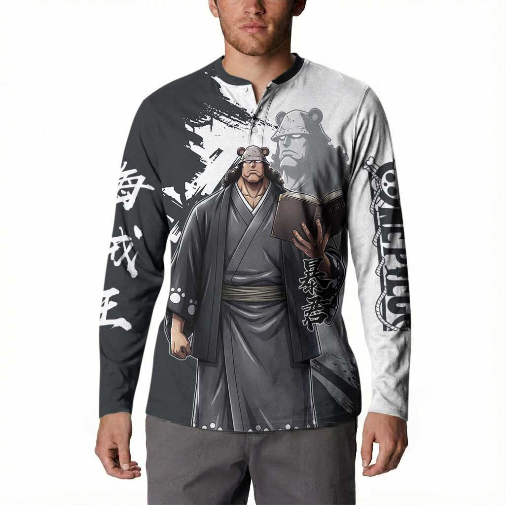 Bartholomew Kuma One Piece Button Sweatshirt Revolutionary Ink Wash Anime