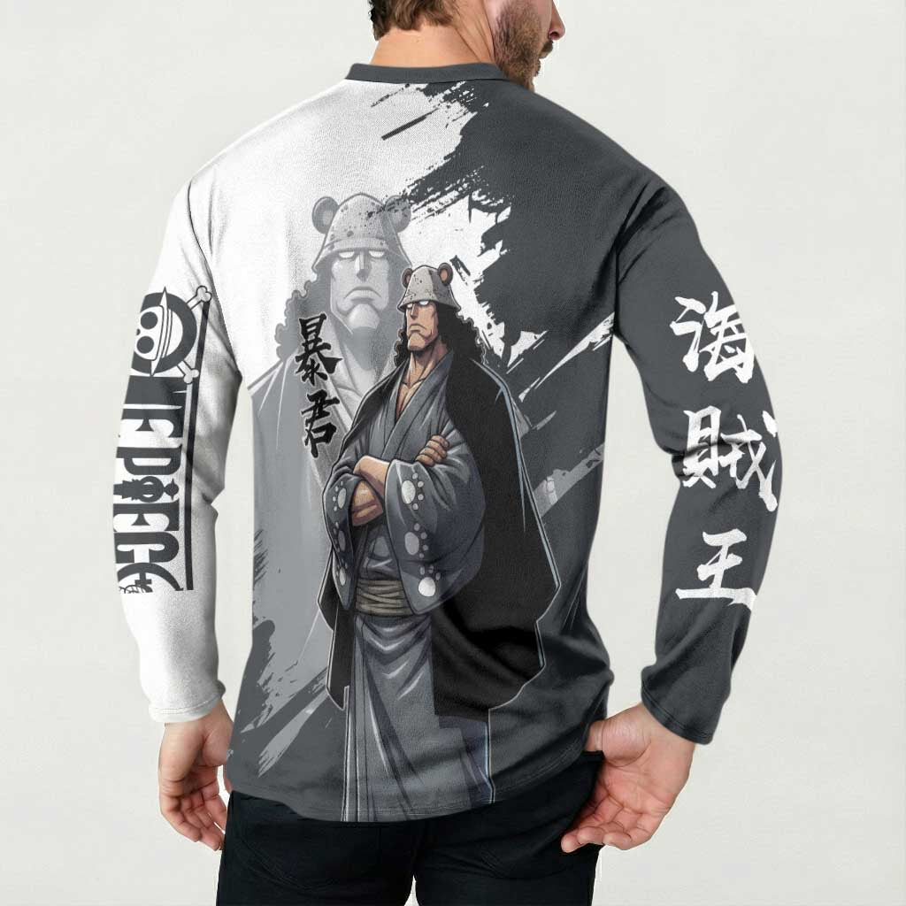 Bartholomew Kuma One Piece Button Sweatshirt Revolutionary Ink Wash Anime