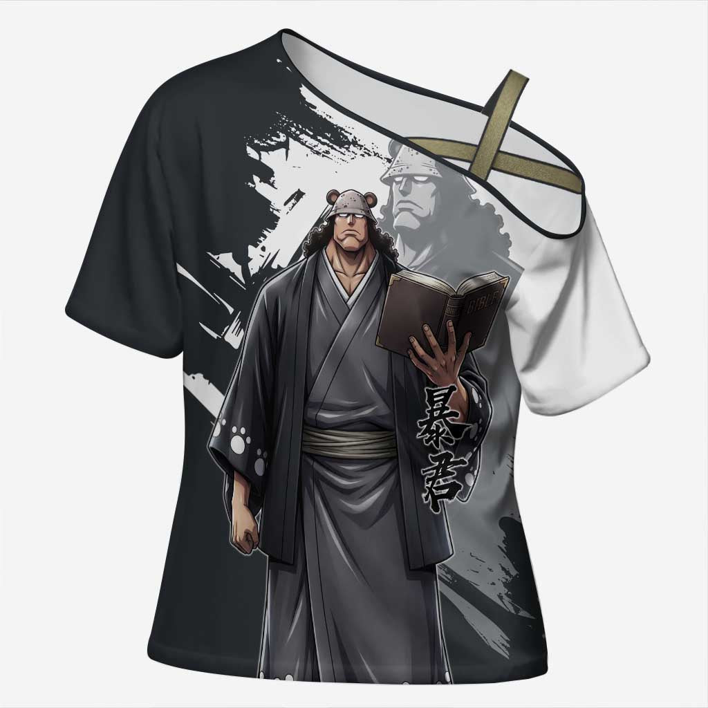 Bartholomew Kuma One Piece Cross Shoulder Shirt Revolutionary Ink Wash Anime