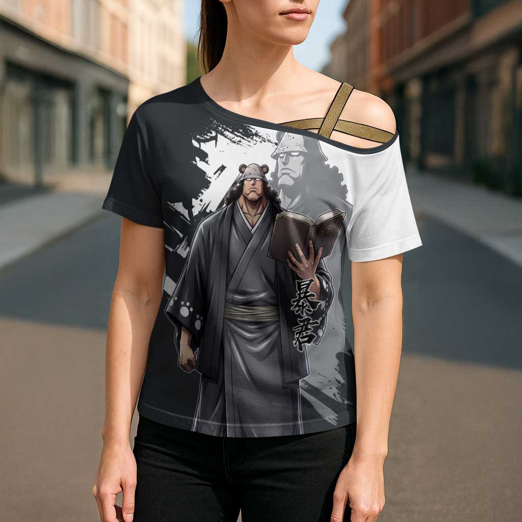 Bartholomew Kuma One Piece Cross Shoulder Shirt Revolutionary Ink Wash Anime