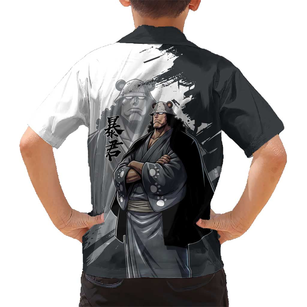 Bartholomew Kuma One Piece Family Matching Summer Maxi Dress and Hawaiian Shirt Revolutionary Ink Wash Anime