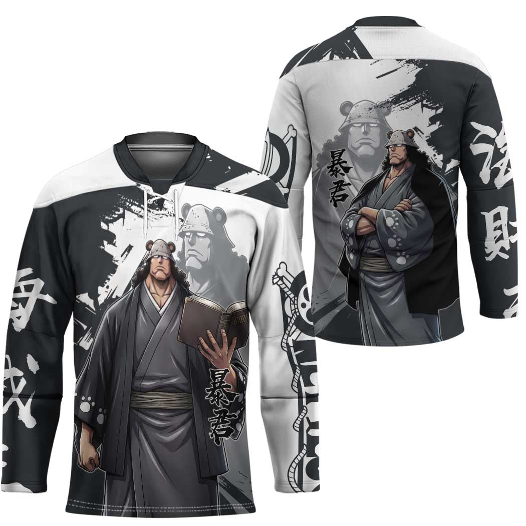 Bartholomew Kuma One Piece Hockey Jersey Revolutionary Ink Wash Anime