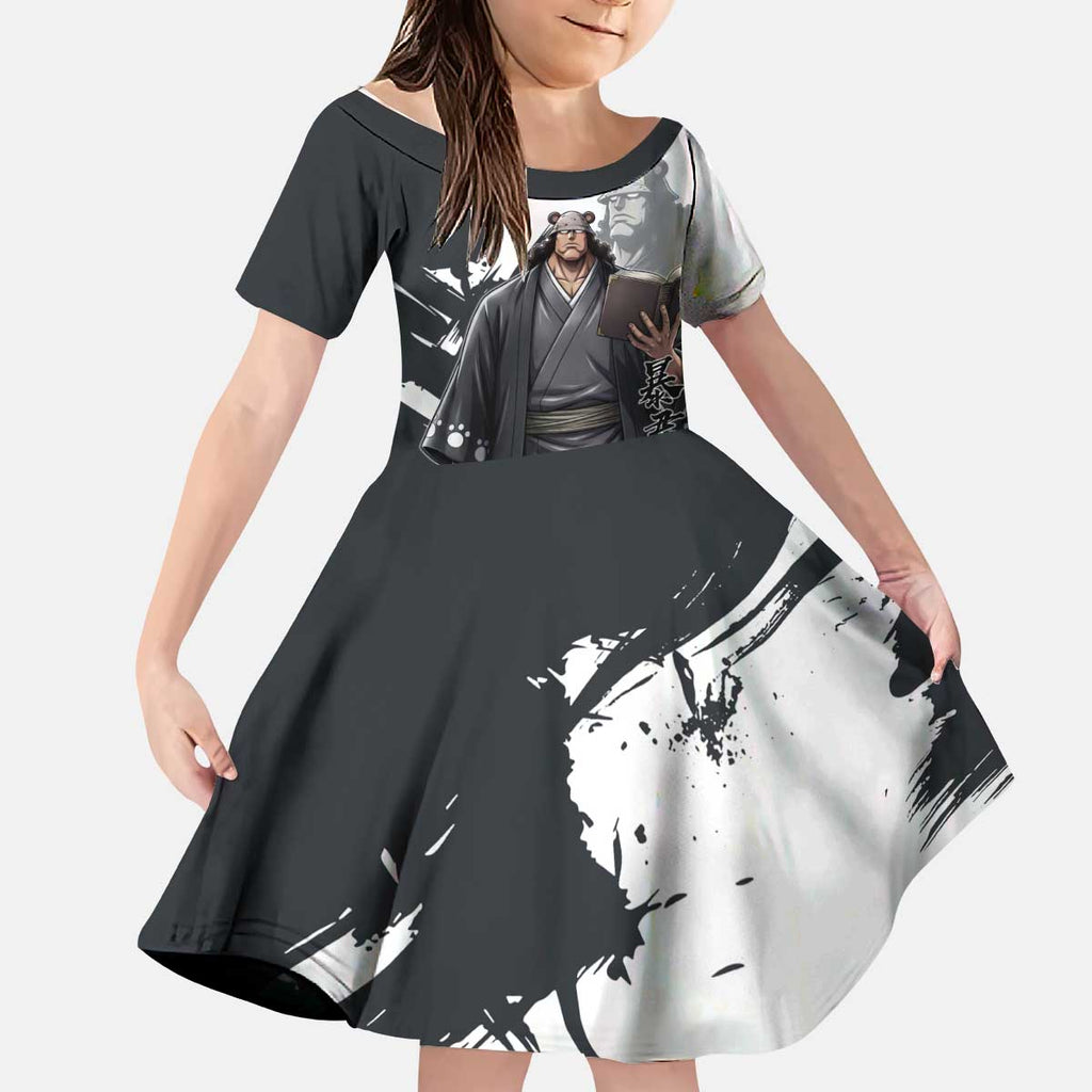 Bartholomew Kuma One Piece Kid Short Sleeve Dress Revolutionary Ink Wash Anime