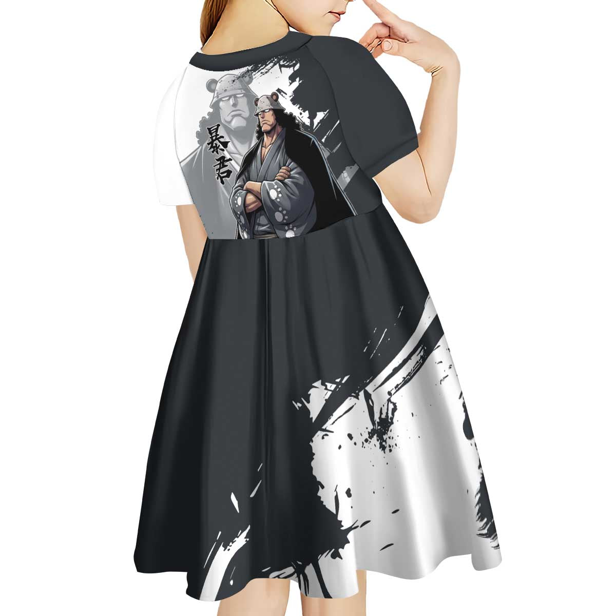 Bartholomew Kuma One Piece Kid Short Sleeve Dress Revolutionary Ink Wash Anime