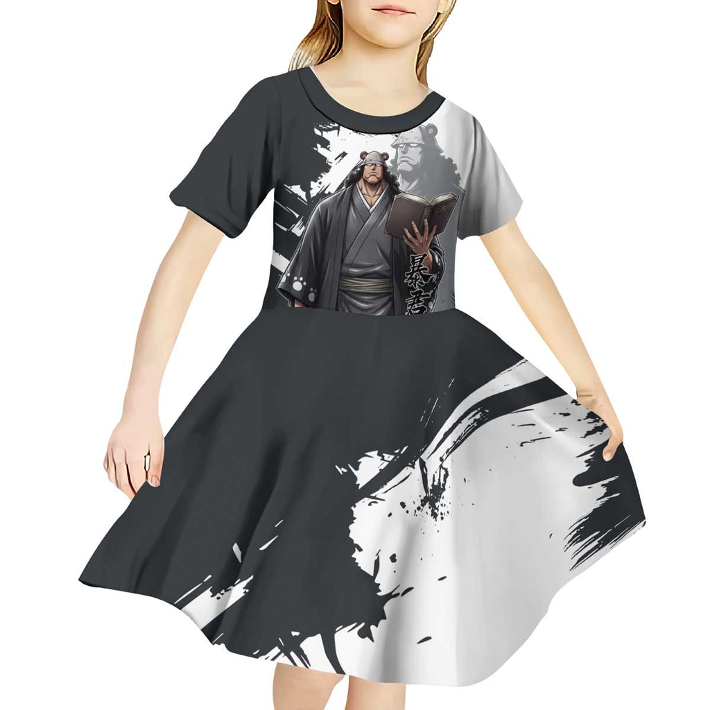 Bartholomew Kuma One Piece Kid Short Sleeve Dress Revolutionary Ink Wash Anime