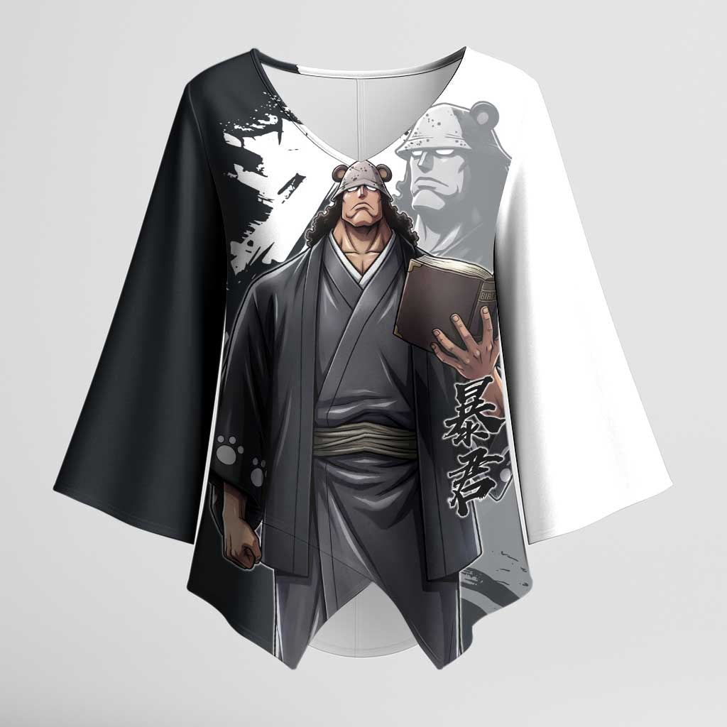 Bartholomew Kuma One Piece Kimono Sleeve Blouse Revolutionary Ink Wash Anime