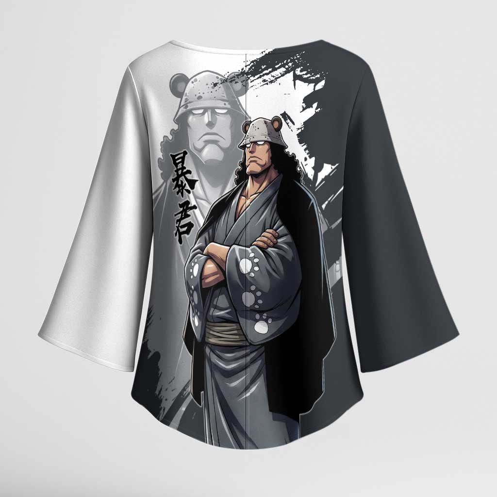 Bartholomew Kuma One Piece Kimono Sleeve Blouse Revolutionary Ink Wash Anime