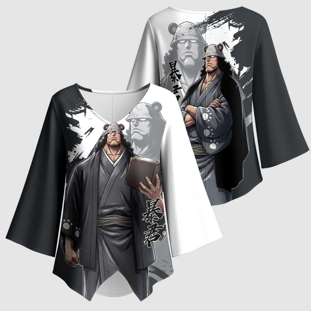 Bartholomew Kuma One Piece Kimono Sleeve Blouse Revolutionary Ink Wash Anime