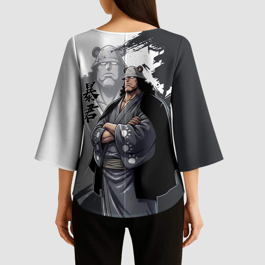 Bartholomew Kuma One Piece Kimono Sleeve Blouse Revolutionary Ink Wash Anime