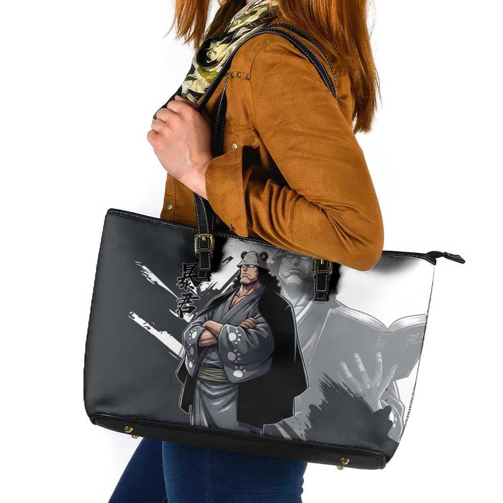 Bartholomew Kuma One Piece Leather Tote Bag Revolutionary Ink Wash Anime