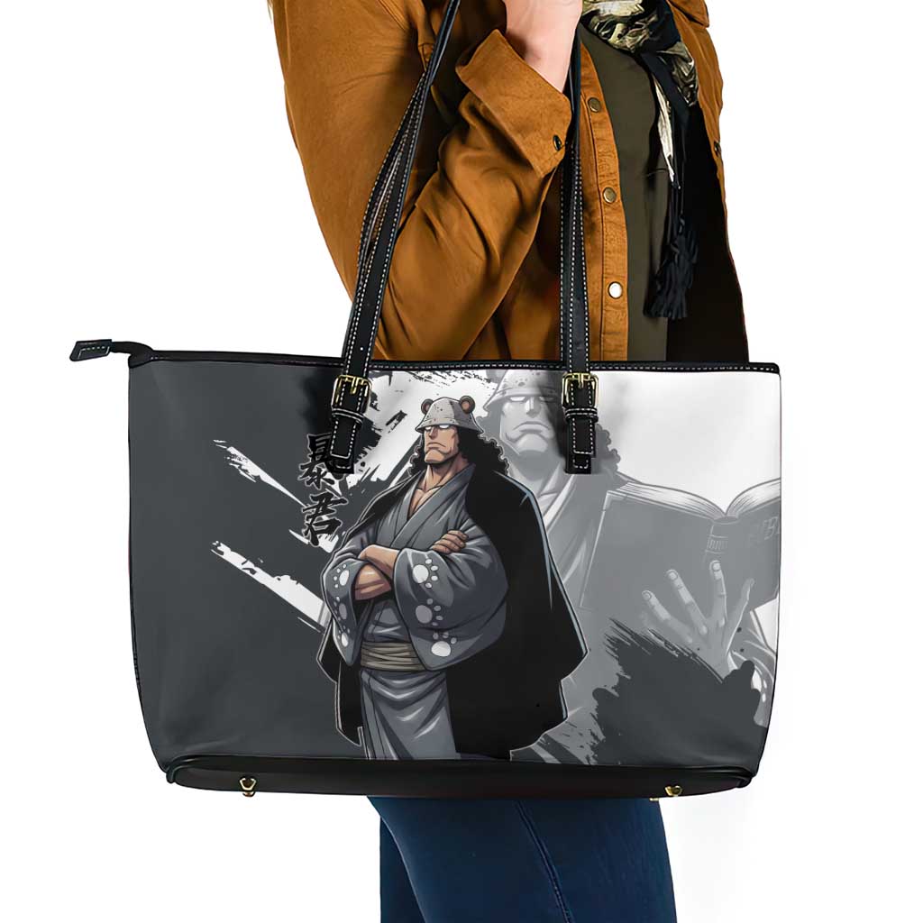 Bartholomew Kuma One Piece Leather Tote Bag Revolutionary Ink Wash Anime