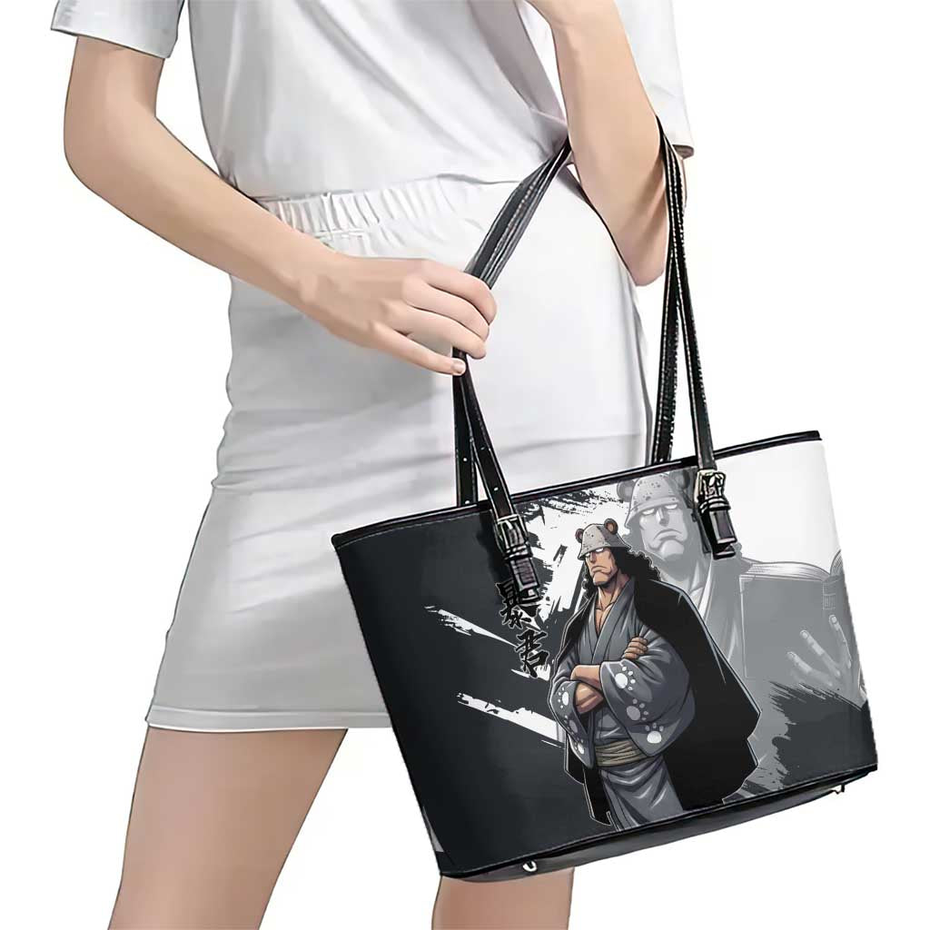 Bartholomew Kuma One Piece Leather Tote Bag Revolutionary Ink Wash Anime