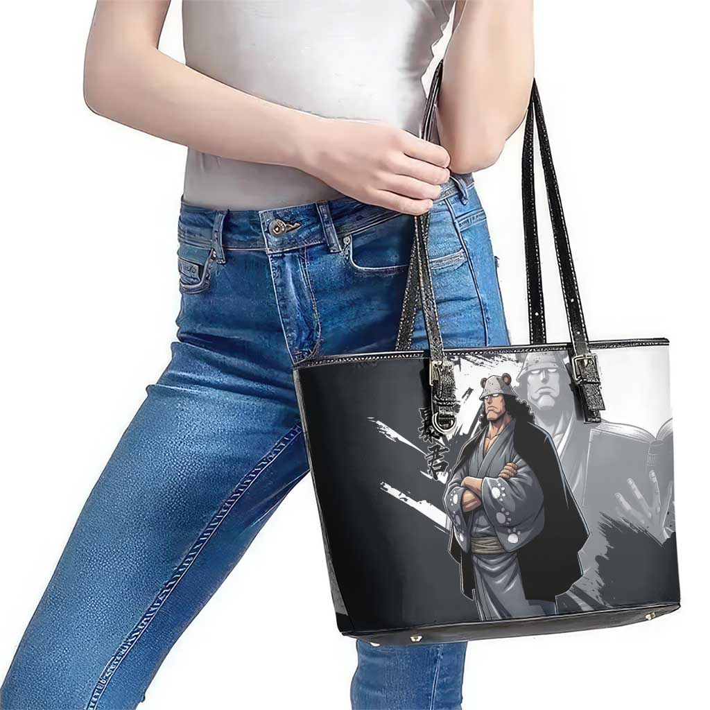 Bartholomew Kuma One Piece Leather Tote Bag Revolutionary Ink Wash Anime