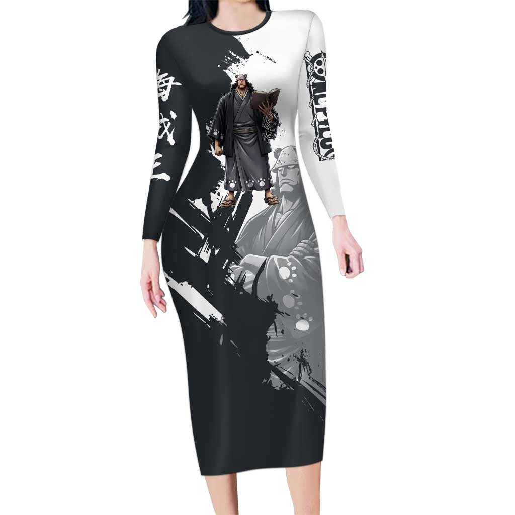 Bartholomew Kuma One Piece Long Sleeve Bodycon Dress Revolutionary Ink Wash Anime