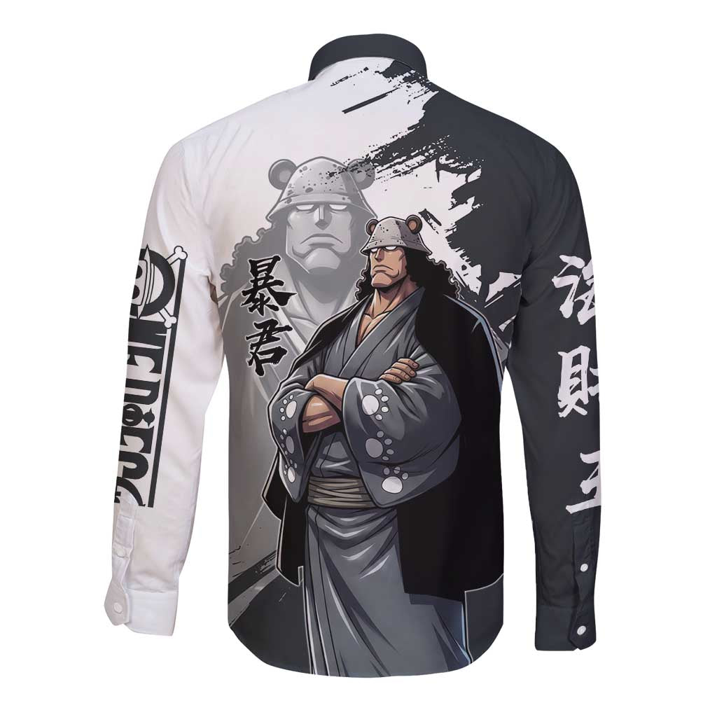 Bartholomew Kuma One Piece Long Sleeve Button Shirt Revolutionary Ink Wash Anime