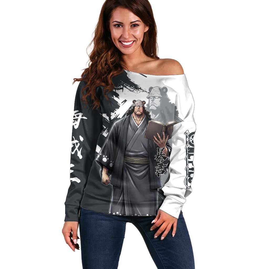 Bartholomew Kuma One Piece Off Shoulder Sweater Revolutionary Ink Wash Anime