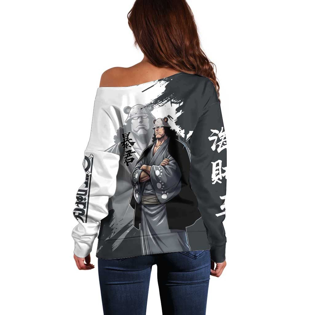 Bartholomew Kuma One Piece Off Shoulder Sweater Revolutionary Ink Wash Anime
