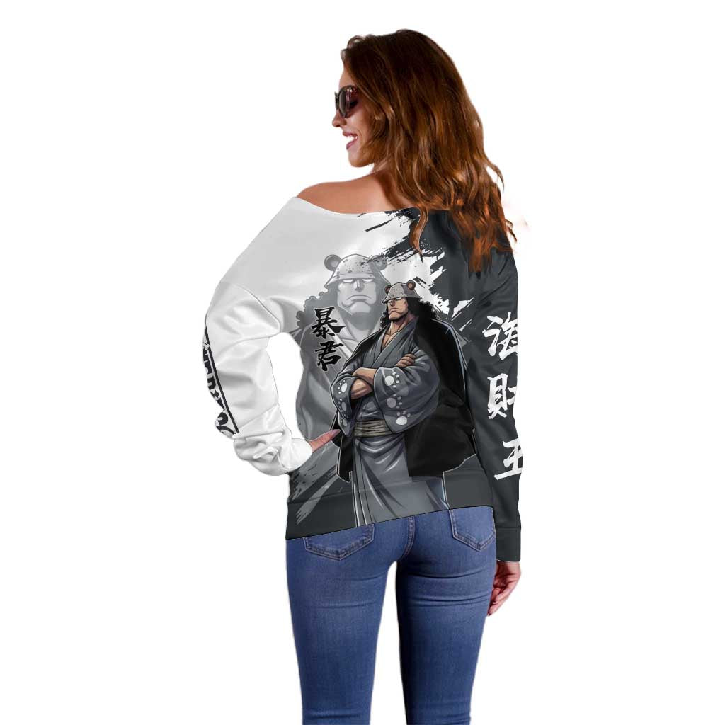 Bartholomew Kuma One Piece Off Shoulder Sweater Revolutionary Ink Wash Anime