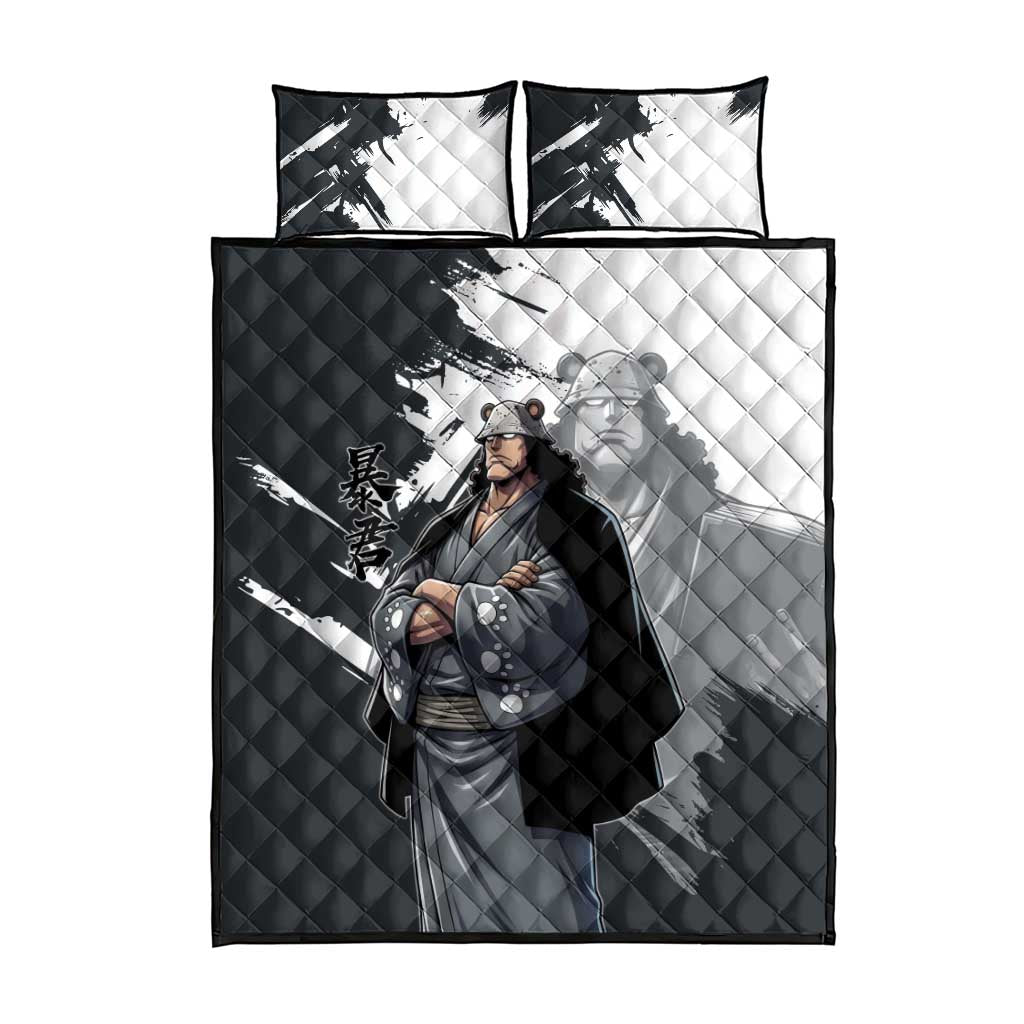 Bartholomew Kuma One Piece Quilt Bed Set Revolutionary Ink Wash Anime