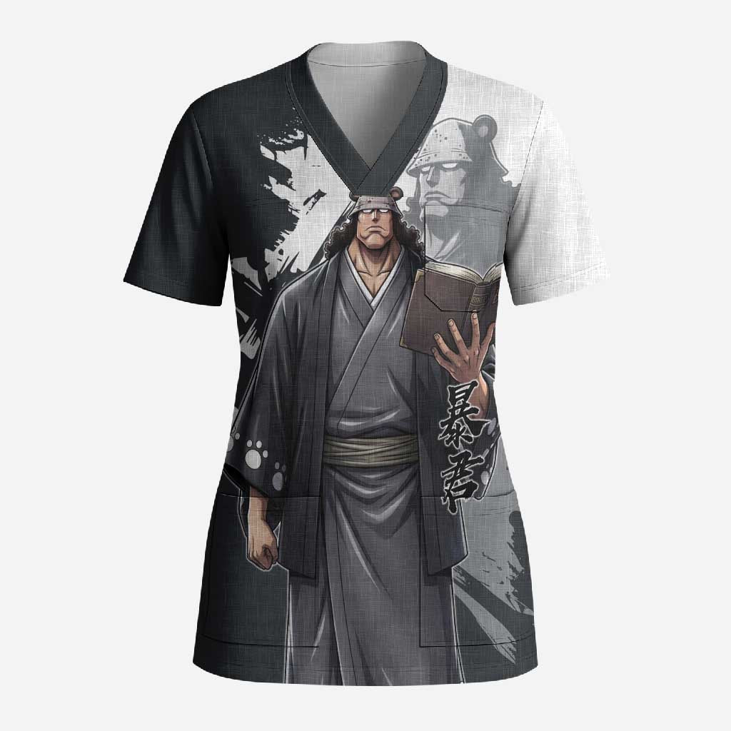 Bartholomew Kuma One Piece Scrub Top Revolutionary Ink Wash Anime