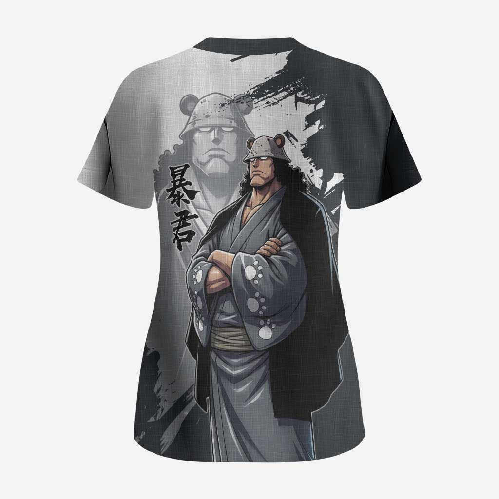 Bartholomew Kuma One Piece Scrub Top Revolutionary Ink Wash Anime