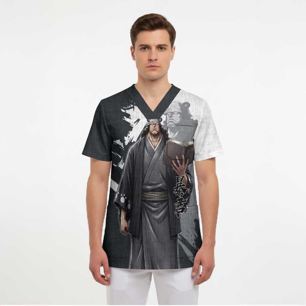 Bartholomew Kuma One Piece Scrub Top Revolutionary Ink Wash Anime