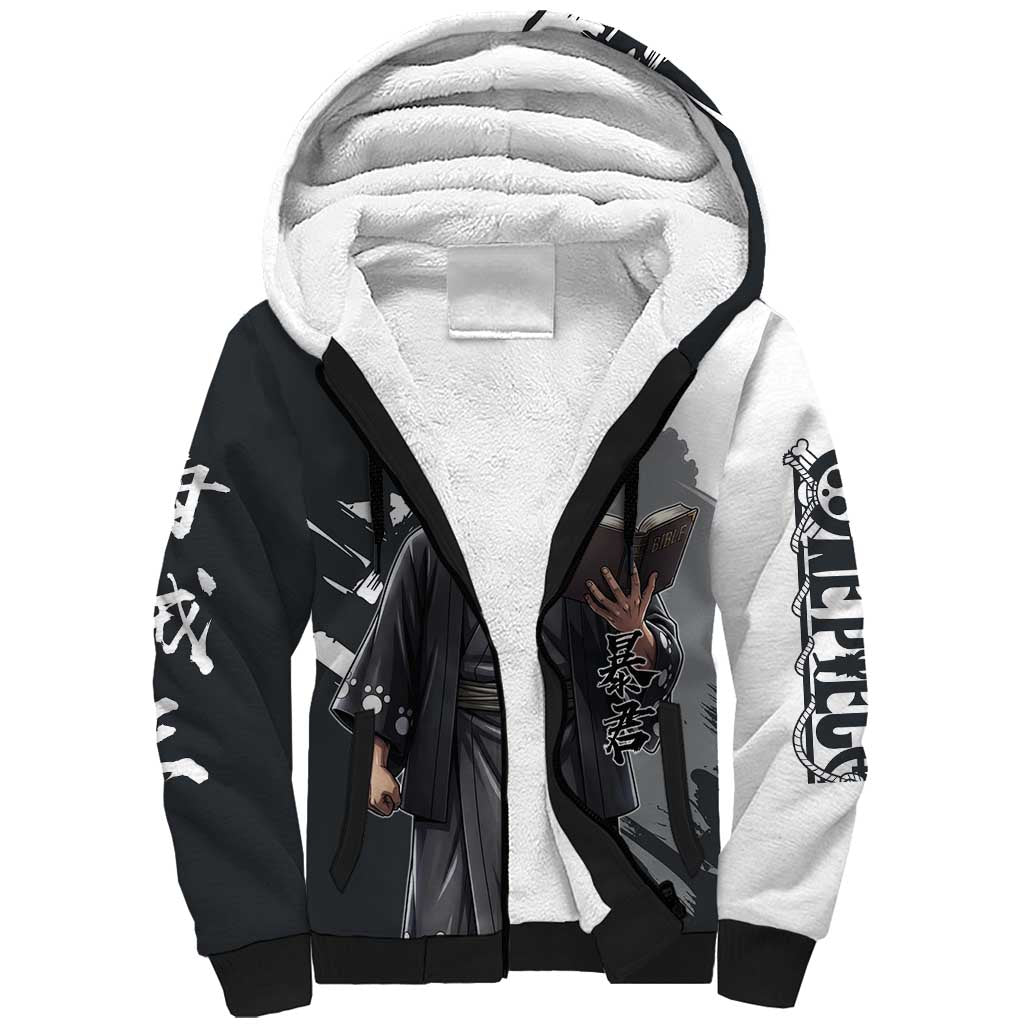 Bartholomew Kuma One Piece Sherpa Hoodie Revolutionary Ink Wash Anime