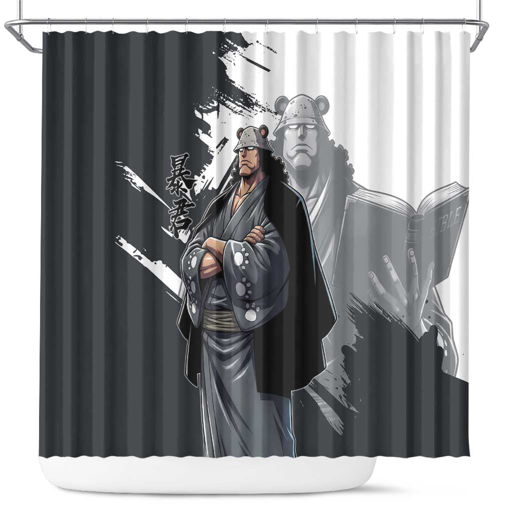 Bartholomew Kuma One Piece Shower Curtain Revolutionary Ink Wash Anime