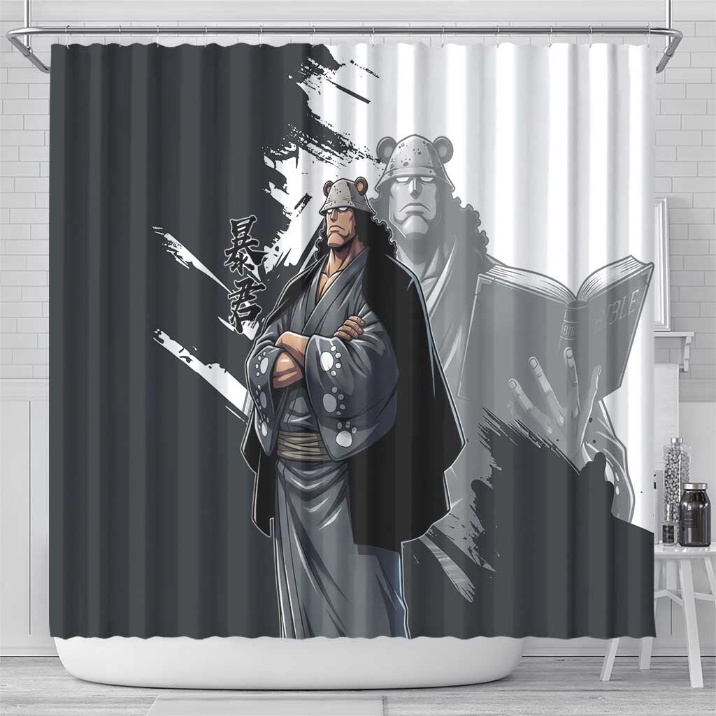 Bartholomew Kuma One Piece Shower Curtain Revolutionary Ink Wash Anime