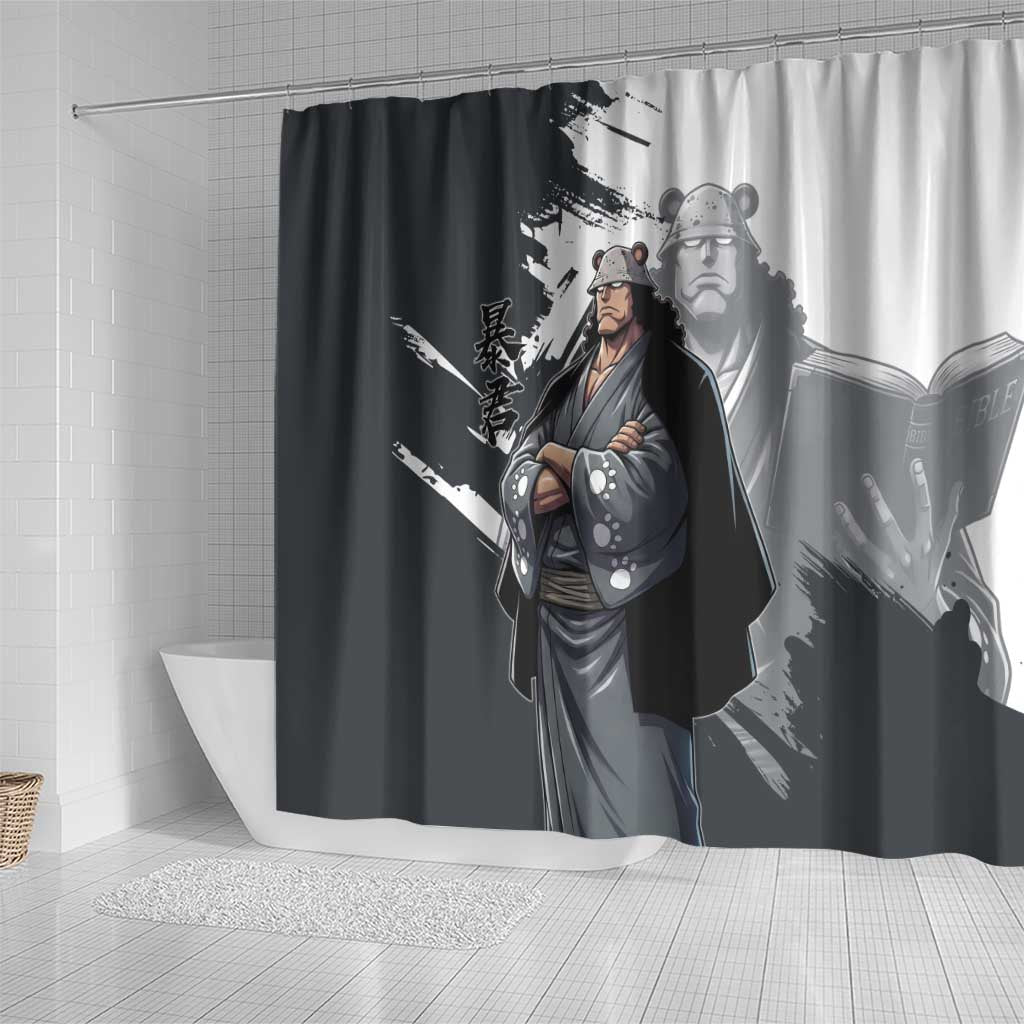 Bartholomew Kuma One Piece Shower Curtain Revolutionary Ink Wash Anime