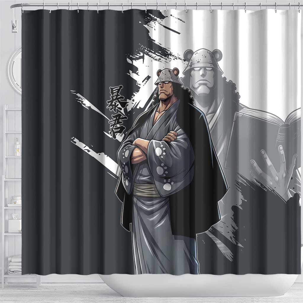 Bartholomew Kuma One Piece Shower Curtain Revolutionary Ink Wash Anime