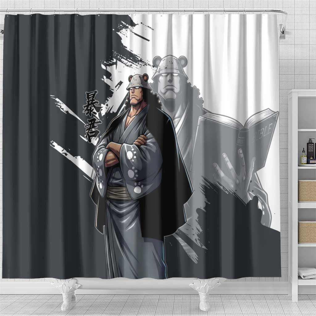 Bartholomew Kuma One Piece Shower Curtain Revolutionary Ink Wash Anime