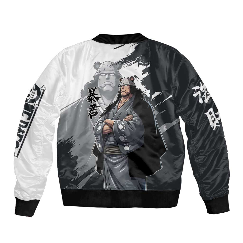 Bartholomew Kuma One Piece Sleeve Zip Bomber Jacket Revolutionary Ink Wash Anime